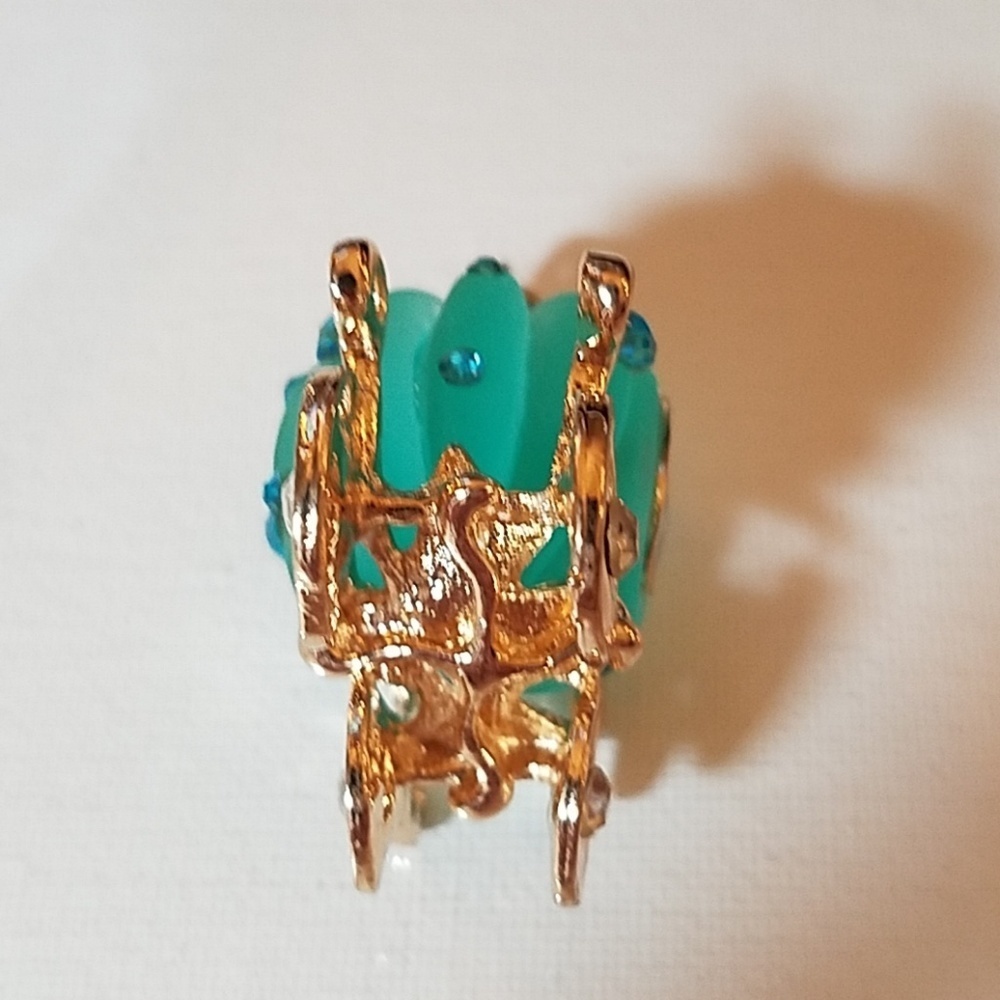 Cindarella Carriage Blue,  Gold & Rhinestone 2" - Picture 5 of 6
